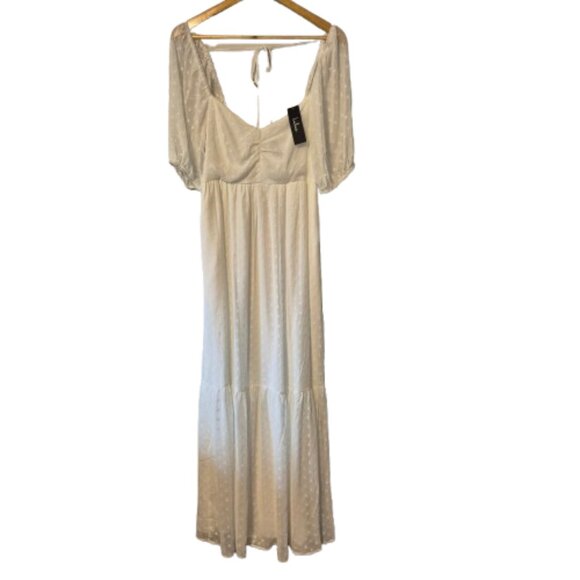 NWT Lulus White Swiss Dot Maxi Dress Size Large - Picture 3 of 14